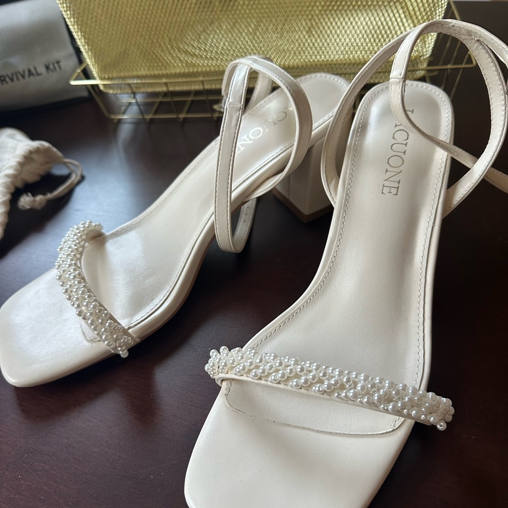 Elegant White Strappy Heels